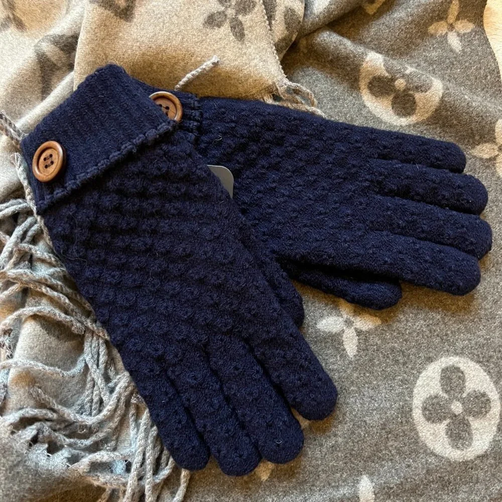 New Own Style Women’s Winter Gloves W/ Button Details in Blue